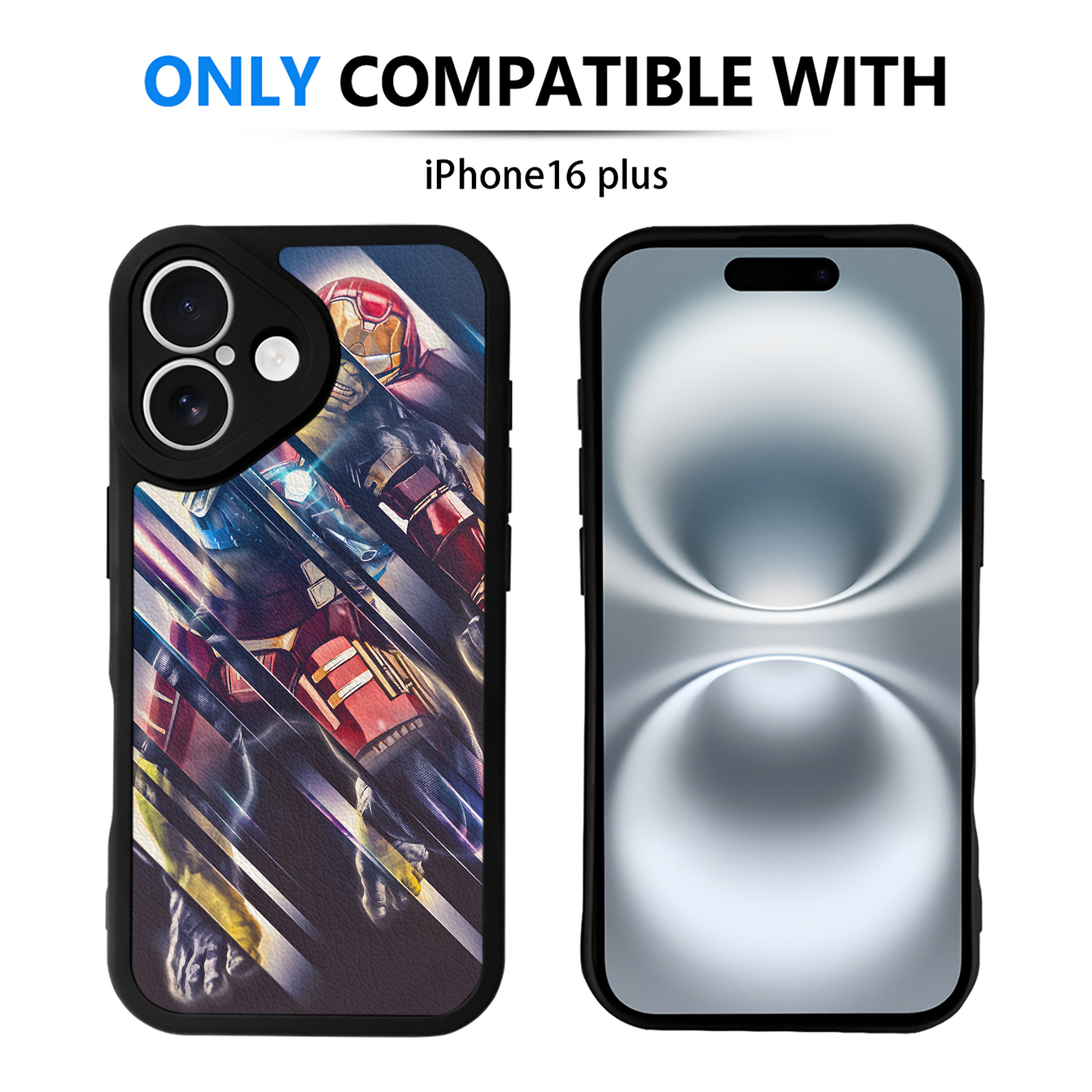 （画像用） アベンジャーズ The Avengers 【iPhone 16シリーズ対応】シリコンスマホケース（レザー調） 材質：シリコン